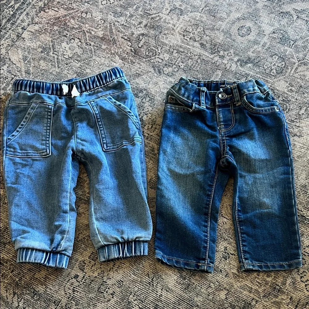 6-9 mo boys jean set - Light‎ Blue and Dark Blue
